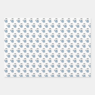 Set of Fun Gift Wrap Papers Hearts Tea Kettle  ラッピングペーパーシート