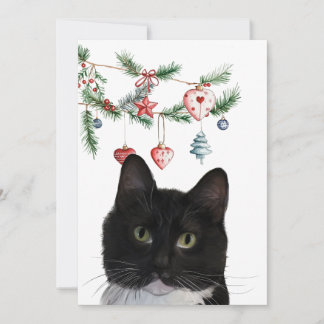 Set of Holiday Note Cards 5x7 Tuxedo Cat ノートカード