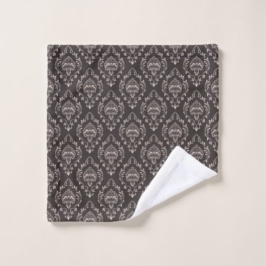 Set of patterned towels with a classic damask バスタオルセット (ウォッシュタオル)