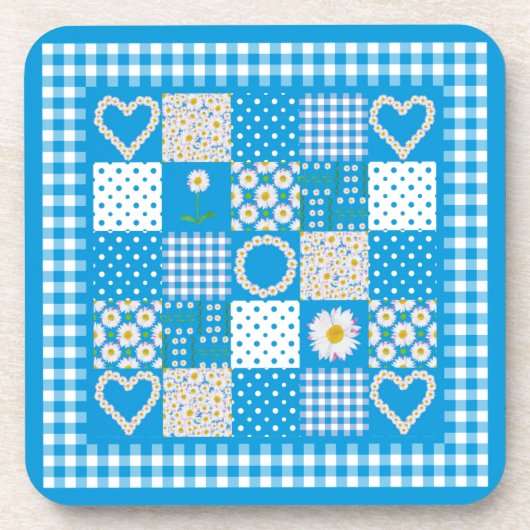 Set of Square Coasters: Daisychains フェイク Patchwork コースター (正面)