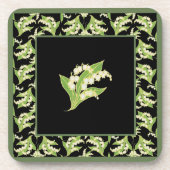 Set of Square Coasters: Lily of the Valley, Black コースター (正面)