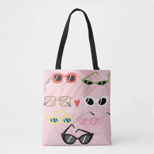 Set of trendy sunglasses in fun cartoon style トートバッグ (正面)