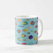Set of tropical fish. line seamless pattern コーヒーマグカップ (正面右)
