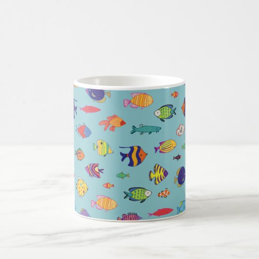 Set of tropical fish. line seamless pattern コーヒーマグカップ (中央)