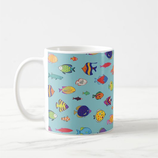 Set of tropical fish. line seamless pattern コーヒーマグカップ (左)