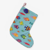 Set of tropical fish. line seamless pattern スモールクリスマスストッキング (正面 (吊り時))