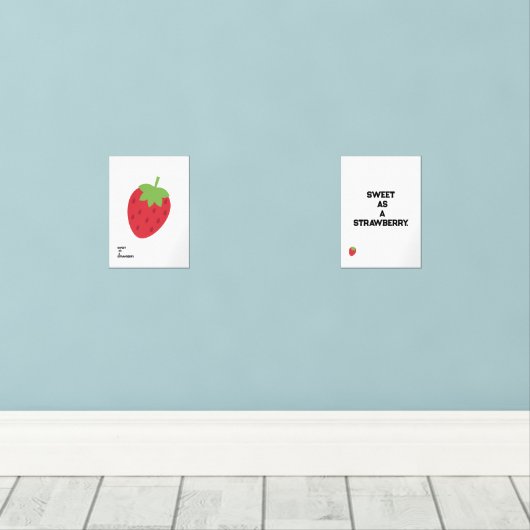 Set of Two Strawberry Gallery Wall Prints (ウッドフロア)