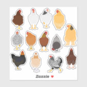 set of various chickens sticker シール (シート)