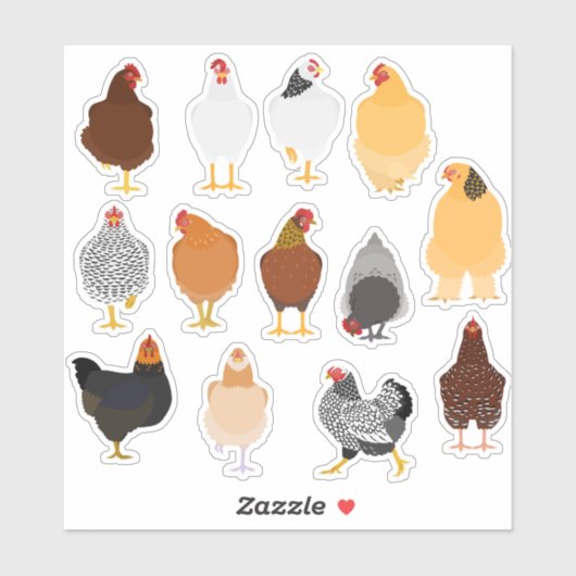 set of various chickens sticker シール (シート)