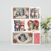 Set of Vintage Style Kitten Ephemera & Fussy Cuts (スタンド正面)