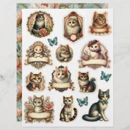 Set of Vintage Style Kitten Tags & Fussy Cuts
