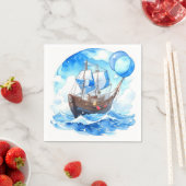 Set Sail: Boy 航海の Baby Shower スタンダードカクテルナプキン (インサイチュ)