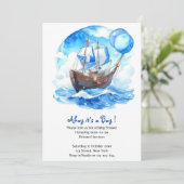 Set Sail: Boy 航海の Baby Shower 招待状 (スタンド正面)