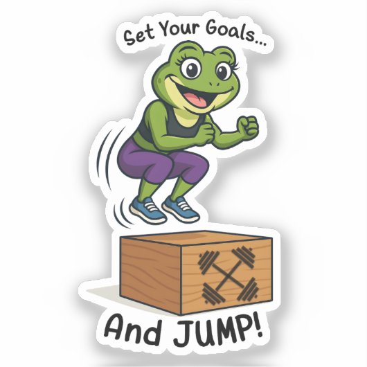 Set Your Goals and Jump – Female Frog Workout シール (正面)