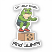 Set Your Goals And Jump - Male Frog Box Jump シール (正面)