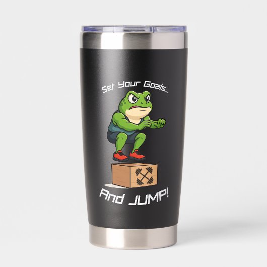 Set Your Goals And Jump - Male Frog Box Jump 保温保冷タンブラー (正面)