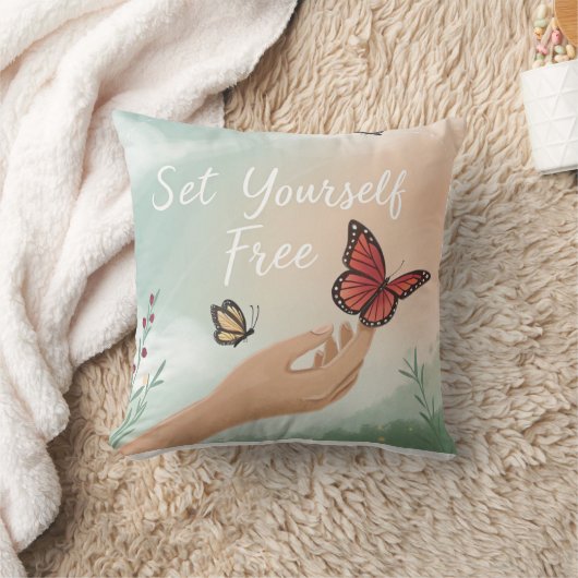 “Set Yourself Free – Butterfly Release Art” クッション (ブランケット)