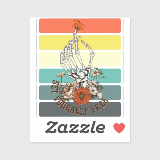 Set Yourself Free - Skeleton Flowers Butterfly シール (シート)