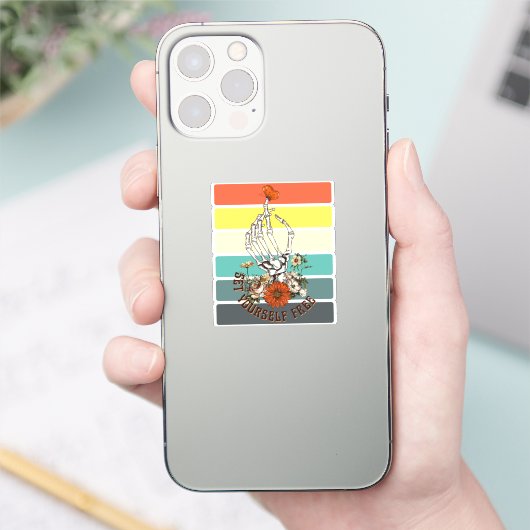 Set Yourself Free - Skeleton Flowers Butterfly シール (スマートフォン)