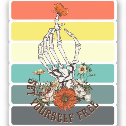 Set Yourself Free - Skeleton Flowers Butterfly シール (正面)