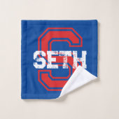 Seth名はスポーティなスタイルブルーレッド白を意味する バスタオルセット (ウォッシュタオル)