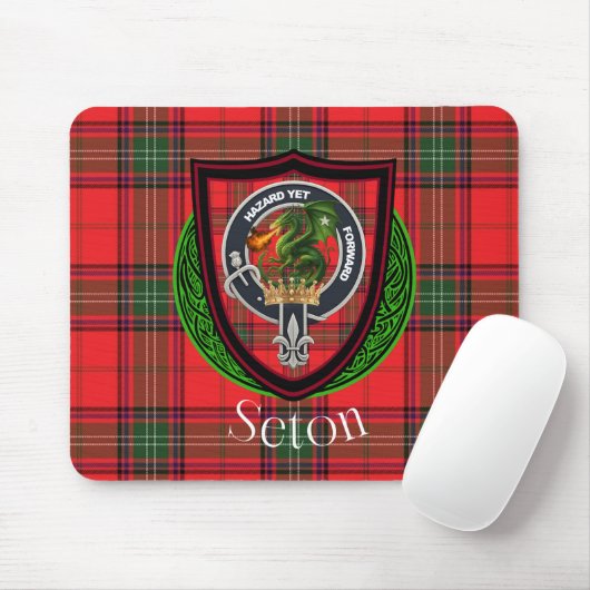 Seton Scottish Clan Tartan and Crest  マウスパッド (マウス)