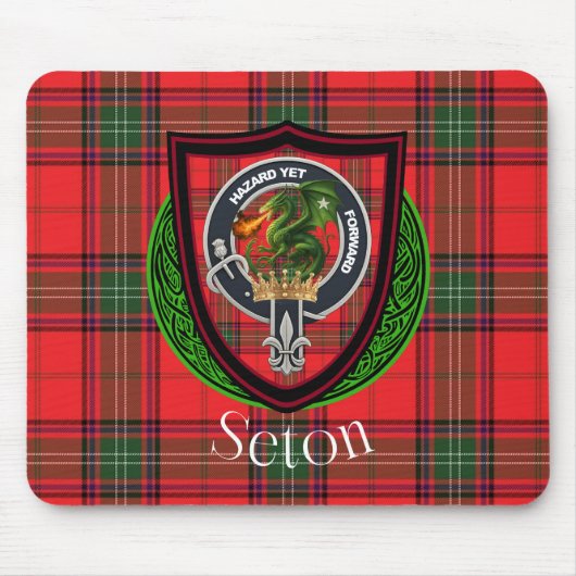 Seton Scottish Clan Tartan and Crest  マウスパッド (正面)