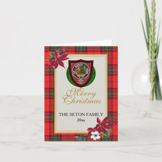 Seton Scottish Clan Tartan & Crest カード (正面)