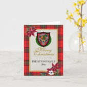 Seton Scottish Clan Tartan & Crest カード (黄色い花)