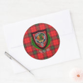 Seton Scottish Clan Tartan & Crest ラウンドシール (封筒)