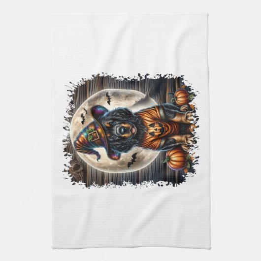 Setter Dog Halloween Square キッチンタオル (縦)