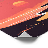 Setting Sun on the Coastレトロスタイル ポスター (角)