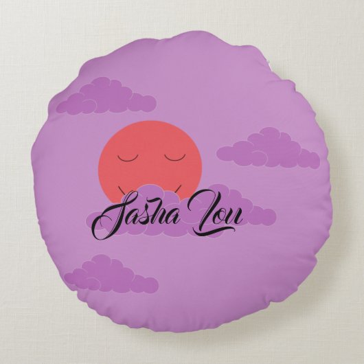 Setting Sun with Purple Clouds: Lavender ラウンドクッション (裏面)