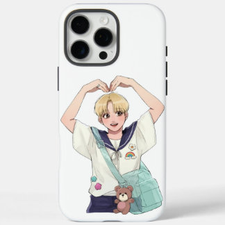 Seungkwan SEVENTEEN Anime Style Heart Pose Fan Art iPhone 16 Pro Maxケース