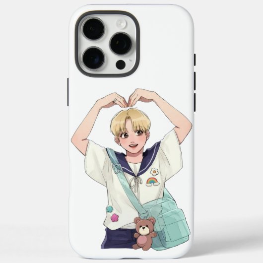 Seungkwan SEVENTEEN Anime Style Heart Pose Fan Art Case-Mate iPhoneケース (裏面)