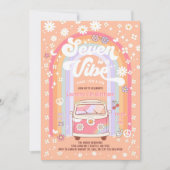 SEVENはVibe Groovy Van Hippie 7誕生日 招待状 (正面)