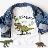 Seven-A-Saurus Dinosaur Custom Name 7th Birthday Tシャツ