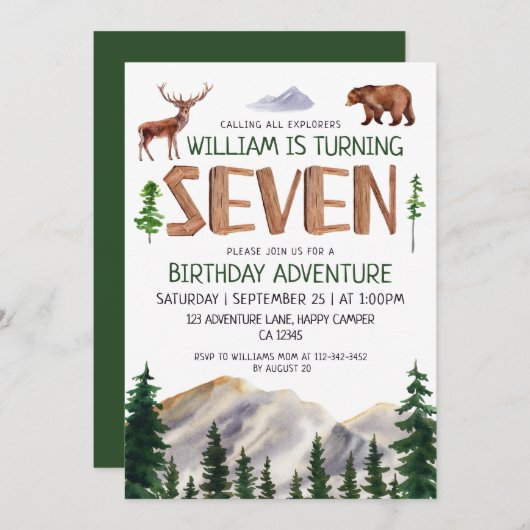 Seven Explorer Boy Birthday  招待状 (正面/裏面)