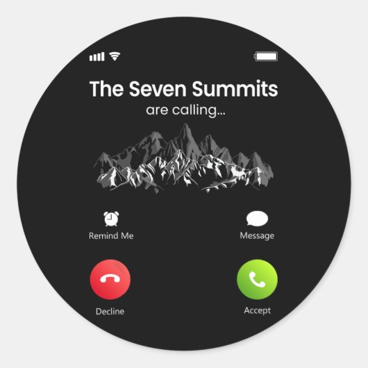 Seven Highest Summits Are Calling Funny Climbing H ラウンドシール (正面)