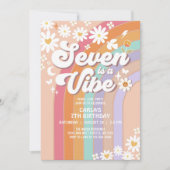 SEVEN is a Vibe ひまわり 虹 ヒッピースタイル 7歳の誕生日 招待状 (正面)