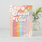 SEVEN is a Vibe ひまわり 虹 ヒッピースタイル 7歳の誕生日 招待状 (スタンド正面)