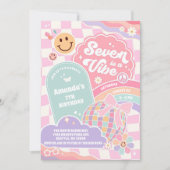 Seven Is A Vibe Cloud Rainbow Disco 7th Birthday 招待状 (正面)