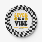 Seven Is A Vibe Retro Seventh 7th Birthday Party ペーパープレート (正面)