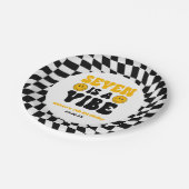 Seven Is A Vibe Retro Seventh 7th Birthday Party ペーパープレート (アングル)