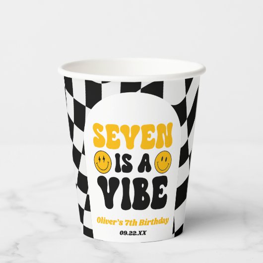 Seven Is A Vibe Retro Seventh 7th Birthday Party 紙コップ (裏面)
