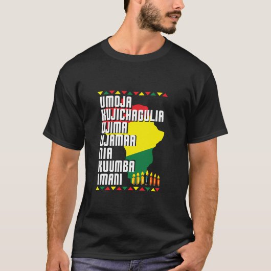 Seven Principles of Kwanzaa African Map男性の女性 Tシャツ (正面)