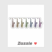 Seven Rainbow Saxophones Colorful Instruments シール (シート)