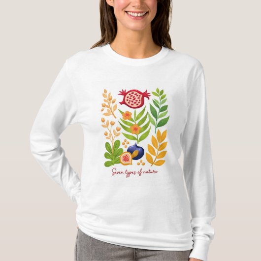 Seven Species of Israel – Modern Botanical Illustr Tシャツ (正面)