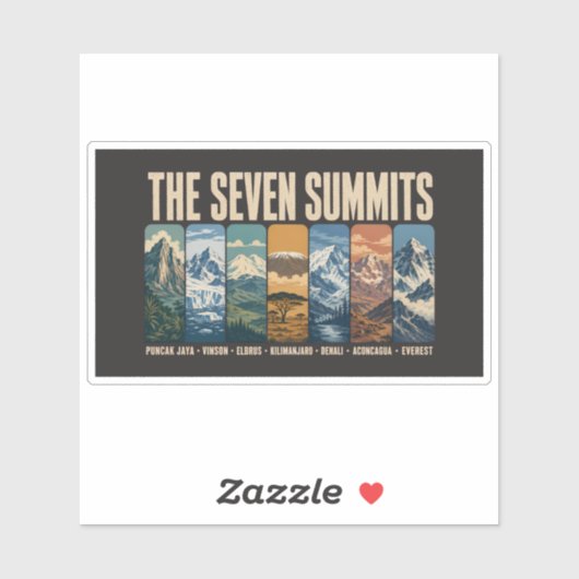 Seven Summits Mountain Landmarks Illustration シール (シート)