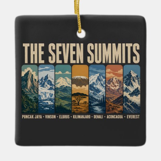 Seven Summits Mountain Landmarks Illustration セラミックオーナメント (正面)